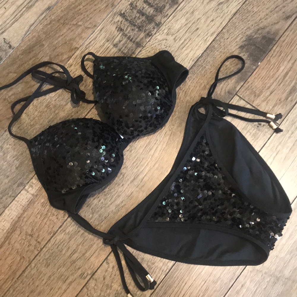 PINK Victoria’s Secret black sequin bikini